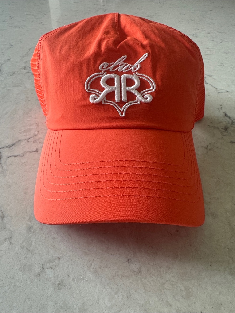 NWT Roller Rabbit Coral/ orange Trucker Hat with Embroidered 'club RR' Logo - Picture 2 of 6